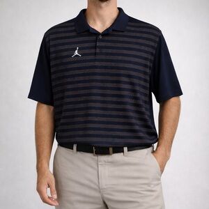 Nike Jordan Polo Shirt Men’s Navy Striped Jumpman Golf Athletic Performance XXL